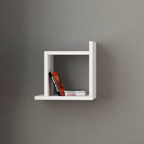 HOMEMANIA Étagère Kutu - Murale Flottante, pour Livres - pour Séjour, Bureau, Chambre - Blanc en Bois, 30 x 20 x 30 cm