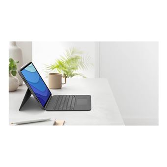 Clavier Logitech Combo Touch Pour IPad 7e/8e/9e - AZERTY Français - Pavé Tactile, Rétroéclairage - Gris