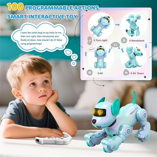 Chien Robot Interactif VATOS - Jouet Programmable LED Bluetooth Pour Enfants - Danse, Chant, Télécommande - Batterie Rechargeable