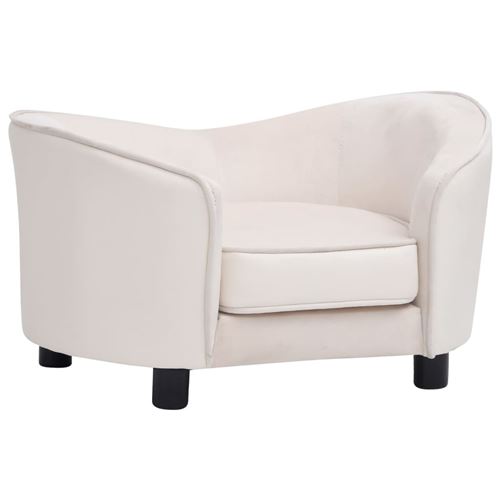 vidaXL Canapé pour chien Crème 69x49x40 cm Peluche et similicuir