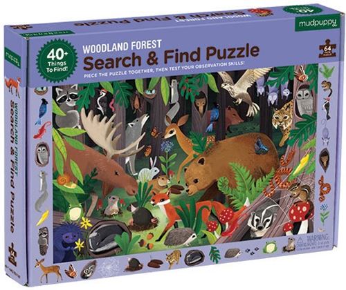 Mudpuppy 64 pcs Search & Find Puzzle/Woodland