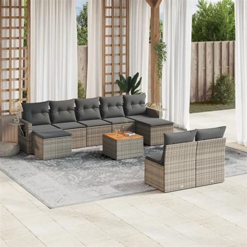 Non Communiqué Gris Salon De Jardin Modulable Vidaxl Resine Tressee 10 Pieces X 62 X 69 9 Personnes
