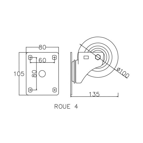 Power Acoustics Roue 4 - Roue flight case 4 pouces