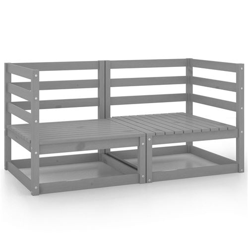 vidaXL Tuinhoekbank 2 st massief grenenhout grijs805677