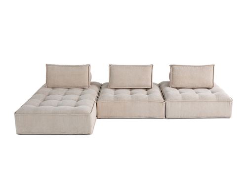 Lisa Design Beige Marisol - Canapé D'angle Modulable 4 Places - Velours Texturé - Image 2