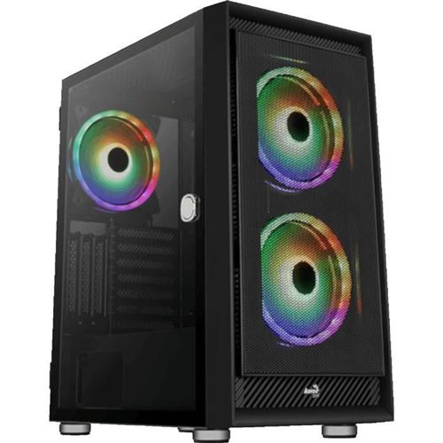 AeroCool Graphite-G-BK-v3 - MDT - ATX - zijpaneel met raam (gehard glas) - geen voeding (ATX) - zwart - USB/Audio