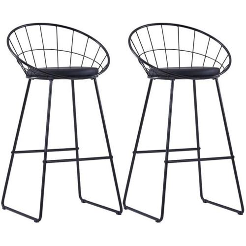 vidaXL Chaises de bar 2 pcs Noir Similicuir