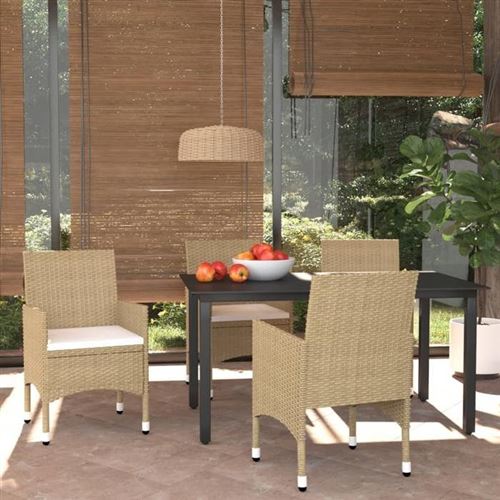 Non Communiqué Beige Vidaxl Mobilier À Dîner De Jardin Et Coussins 5 Pcs Ensemble De Salle À Manger De Patio Table Et Chaises D'extérieur Balcon 3094987
