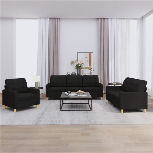 Non Communiqué Noir Vidaxl Ensemble De Canapés 3 Pcs Avec Coussins Tissu
