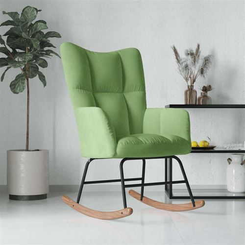 Vidaxl Vert/Clair Chaise À Bascule Velours - Image 3