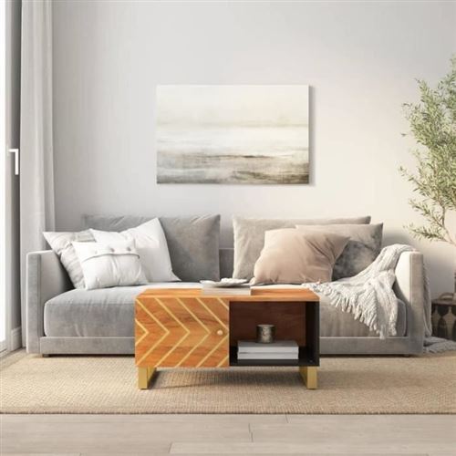 Non Communiqué Marron Vidaxl Table Basse Et Noir 80X50x40 Cm Bois De Massif Manguier 356787