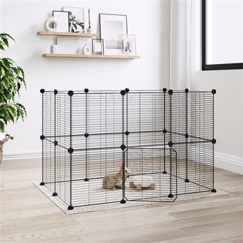 Comparer les prix de 3114043  vidaXL Cage animaux de compagnie à 20 panneaux et porte Noir 35x35 cm