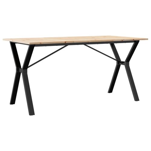 Non Communiqué Bois Table À Manger Vidaxl Cadre En Y 140X80x75 Cm De Pin Massif Et Acier 3282720