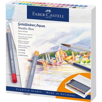 38 crayons de couleurs - Aquarellable - Faber-Castell - Goldfaber Aqua - Studio Box - 1