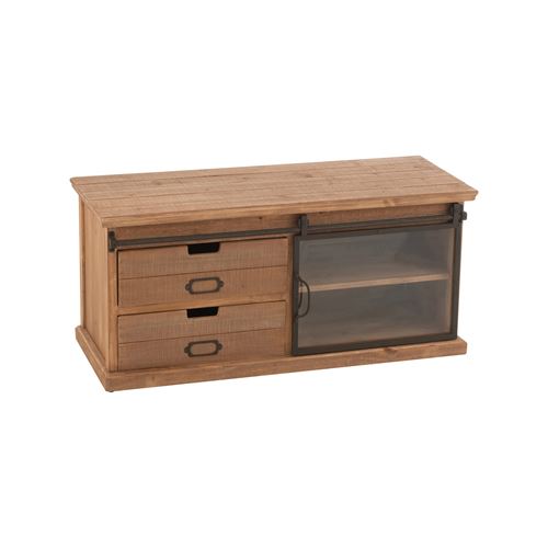  Meuble TV industriel 100x39,5x45,5 cm en bois et m&eacute;tal - HUSTRIO