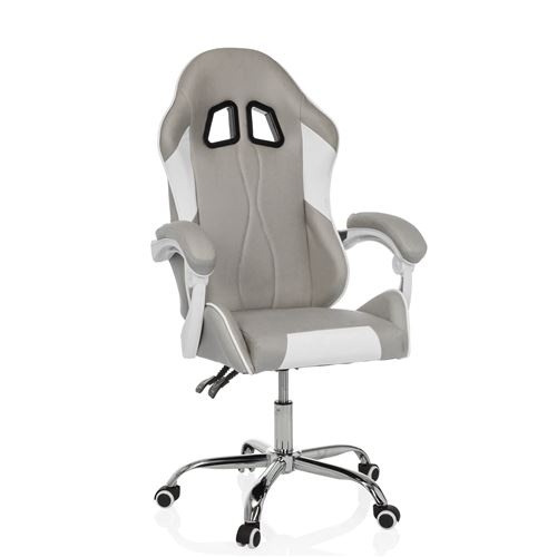  Chaise gaming / chaise de bureau GAMEBREAKER W03 tissu gris/blanc