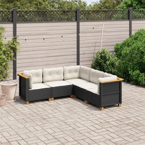 Non Communiqué Noir Salon De Jardin Modulable Generique Resine Tressee 2 Personnes X 63.5 X 56.5 Cm 5 Pieces