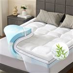 NicePlus Surmatelas Mémoire de Forme - 120 x 200 cm - Bonnet 7 cm - Housse bambou respirante