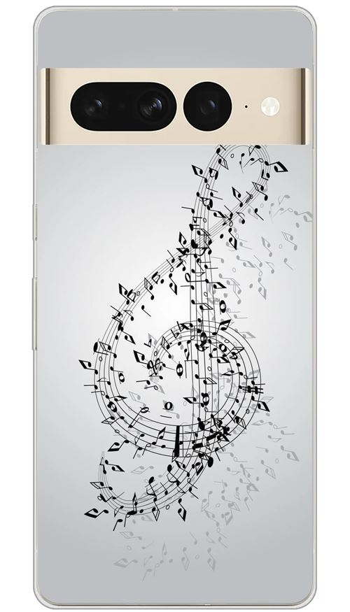 Coque en silicone imprimée compatible Google Pixel 7 Pro Valse des notes