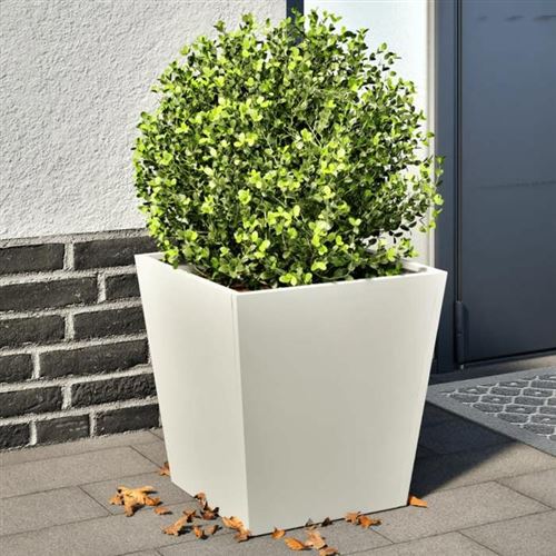 Non Communiqué Blanc Vidaxl Jardinières 2 Pcs 40X40x40 Cm Acier, Jardinière D'extérieur, Boîte À Fleurs, Boîte De Jardin, Jardinière De 851055