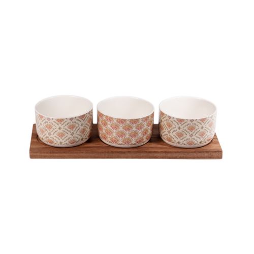 Non Communiqué Multicolore Set Apéritif 3 Pièces Rangoli - Table Passion - Grès
