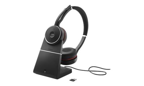 Jabra Evolve 75 SE UC Stereo (SME) - Micro-casque - sur-oreille - Bluetooth - sans fil - Suppresseur de bruit actif - USB - avec support de chargement - certifié Zoom