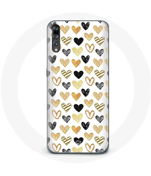 Coque pour Huawei P20 Pro Fond de texture abstraite coeurs noirs Maniacase