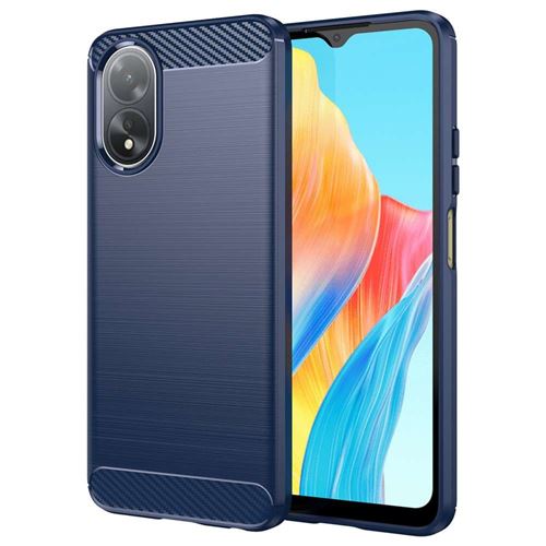 Coque pour Oppo A18 / A38 - housse etui silicone gel carbone + verre trempe - BLEU FONCE - htdmobiles