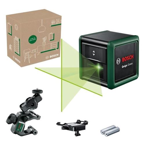 Niveau laser croisé Bosch Quigo Green Autonivelación ±4° Précision ±0,6 mm/m 12 m Rosace 1/4" - Image 2