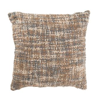Coussin en Tweed "Cosy" 45x45cm Bleu Clair & Beige - 1