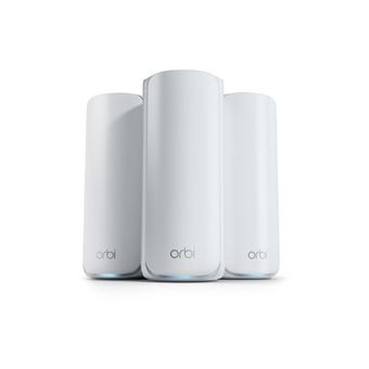 NETGEAR Orbi RBE773 - Système Wi-Fi - (routeur, 2 rallonges) - jusqu'à 6750 pieds carrés - maillage 1GbE, Wi-Fi 7 Multi-Bande - 1