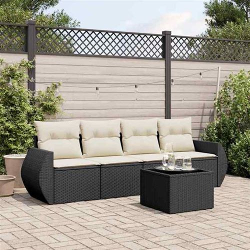 Vidaxl Noir Salon De Jardin 5 Pcs Résine Tressée - Image 2