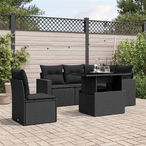 Non Communiqué Noir Vidaxl Salon De Jardin 6 Pcs Avec Coussins Résine Tressée 3267275