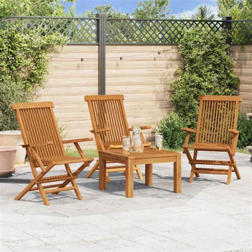 Non Communiqué Bois Chaises De Jardin Lot De 3 De Teck Massif