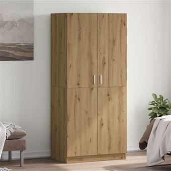 Garde robe chêne artisanal 80x52x180 cm bois d ingénierie - 1