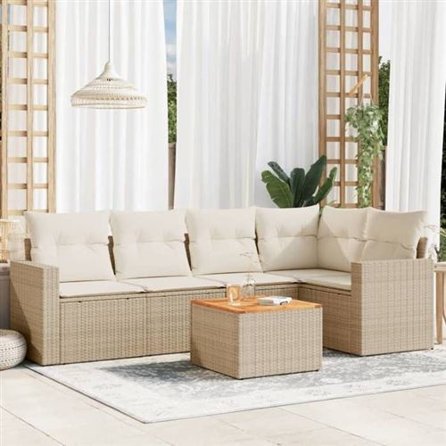 Non Communiqué Beige Salon De Jardin Modulable Vidaxl Rotin 6 Pieces 62 X 62 X 69 Cm