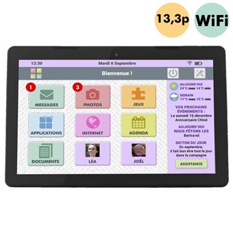 Facilotab L Rubis - WiFi/4G - 64 Go - Android 12 - Tablette simplifiée pour  Seniors