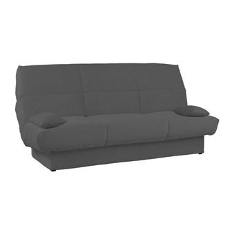 Banquette clic-clac - 3 places - Tissu - Anthracite - 190 x 90 x 92 cm - CLEM - 1