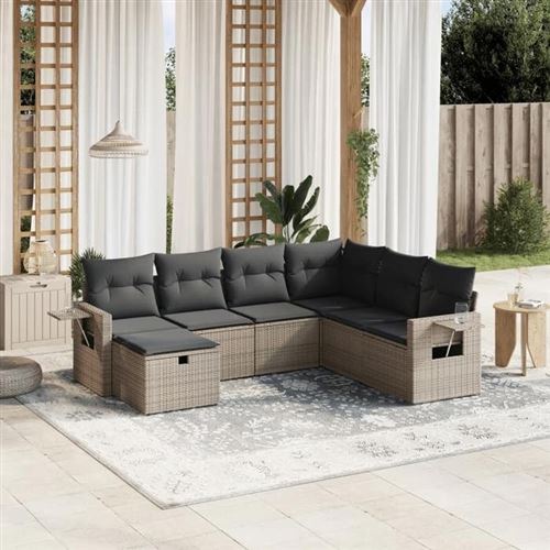 Non Communiqué Gris Salon De Jardin Modulable Vidaxl 7 Pieces 7 Personnes 62 X 62 X 69 Cm Resine Tressee