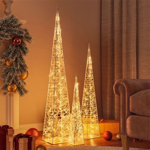 vidaXL Jeu de cônes lumineux à LED Acrylique Blanc chaud 60/90/120 cm