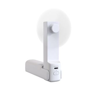 Ventilateur Portable 3 en 1 Powerbank LED Compact et Léger Muvit Blanc