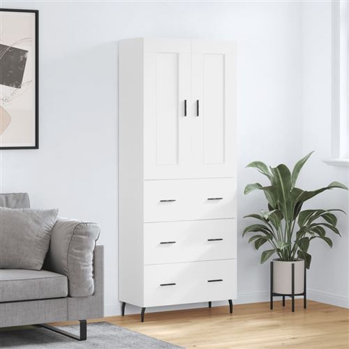Non Communiqué Blanc Vidaxl Buffet Haut, Armoire De Rangement Avec Pieds, Meuble De Rangement, Organisateur Salon Salle De Séjour, Industriel, Bois D'ingénierie 3199761