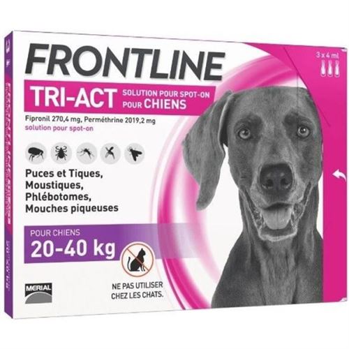 Comparer les prix de FRONTLINE 3 pipettes TriAct pour chien de 20 a 40 kg