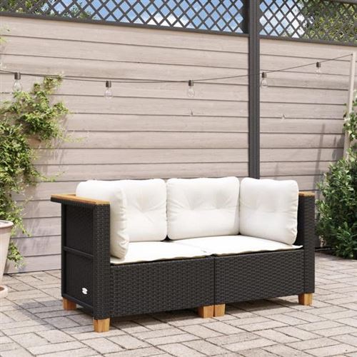 Vidaxl Noir Canapés D'angle De Jardin Et Coussins 2 Pcs - Rotin - Image 3