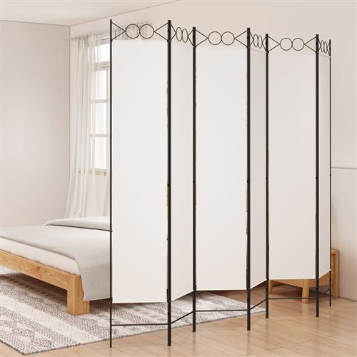 vidaXL Cloison de séparation 6 panneaux Blanc 240x220 cm Tissu