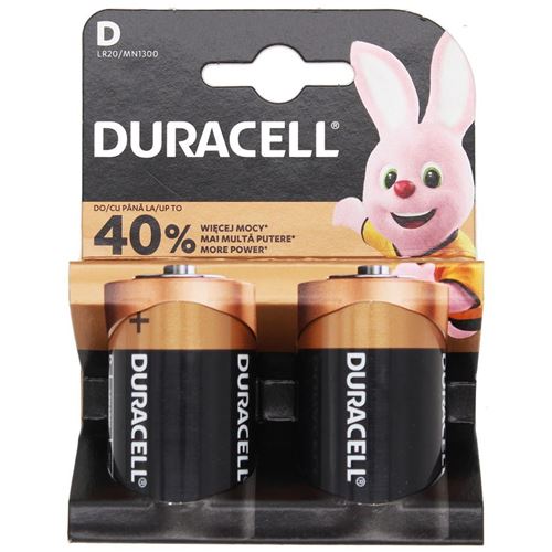 DURACELL Blister de 2 Piles Alcaline Basic MN1300 D LR20 1,5V