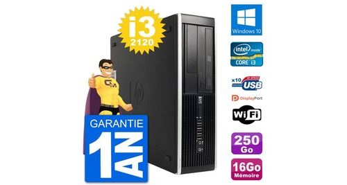 Pc hp compaq 6200 pro sff intel i3-2120 ram 16go disque 250go windows 10 wifi