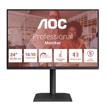 AOC E4 X24E4U écran plat de PC 61 cm (24") 1920 x 1200 pixels Full HD LED Noir - 1