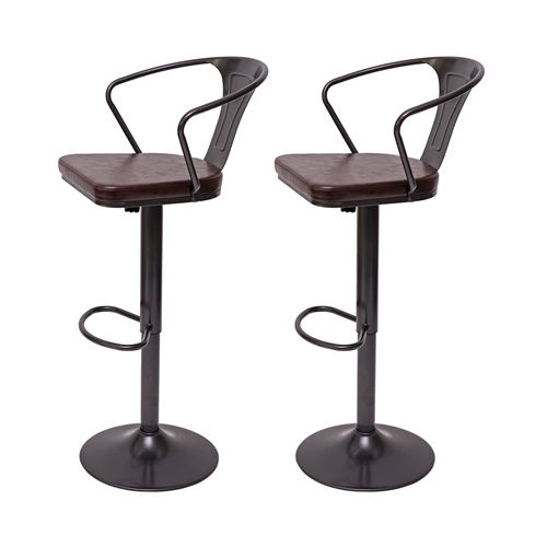 Non Communiqué Marron 2X Tabouret De Bar Mendler Hwc-H10b Industriel Vintage Noir - Image 1