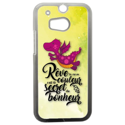 Coque Dragon Mauve Fond Orange 01 Compatible Htc One 2 M8 Transparent